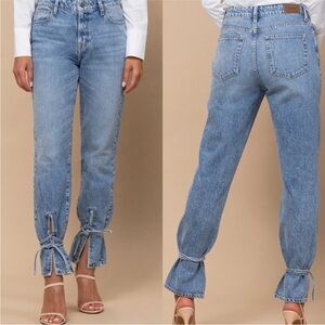 Stylish Blue Ankle Jeans with Tie Detail